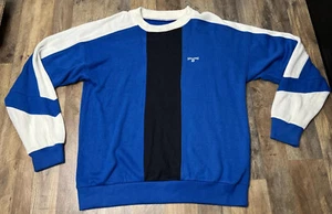 Vintage 90er Spalding Athletics blau schwarz weiß gestreifter Pullover ohne Größenetikett - Bild 1 von 12