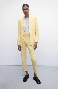 ZARA LAPELESS BLAZER    YELLOW     SMALL - Picture 1 of 2