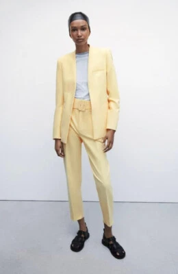 ZARA LAPELESS BLAZER    YELLOW     SMALL - Image 1 of 2