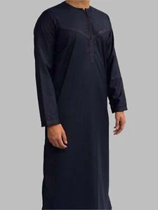 Herren Stickerei Zain Thobe Wintermaterial - Navy - Bild 1 von 4