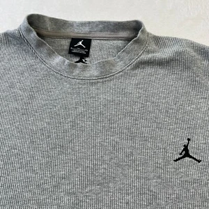 Nike Air Jordan Mens SweaterXL Gray Waffle Knit Long Sleeves Thermal - Picture 1 of 11