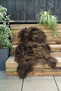 Genuine Icelandic Sheepskin Rug XL Large Rusty Reddish Brown Real Fur 120-130 cm - Picture 1 of 5