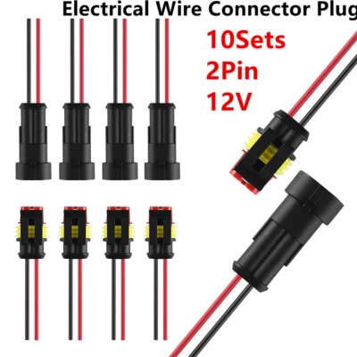 10Sets 2 Pin Way Car Electrical Connector Plug Waterproof HID Socket Connector - image 1 of 4