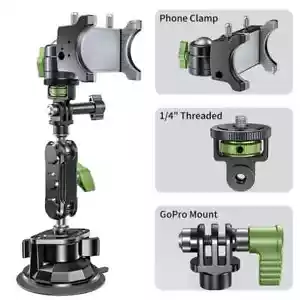 Soporte para cámara de acción Soporte para teléfono de automóvil Cabezal de bola de succión para GoPro para insta360 - Imagen 1 de 28