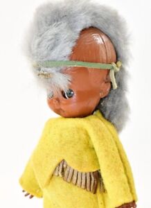 Doll Ethnic Unique Mohawk Souvenir Vintage 1950's Baby Boy Doll Blinking Eyes 
