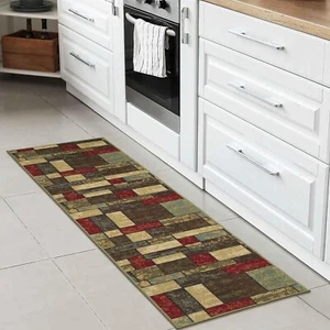 Ottomanson Ottohome Collection Non-slip Boxes Design Runner Rug, 20" x 59", - Picture 1 of 14