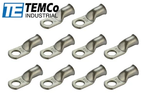 10 Lot 1 AWG 3/8" Hole Ring Terminal Lug Tin Plated Copper Uninsulated Gauge - Picture 1 of 7