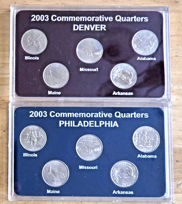 2003 Commemorative Philadelphia &Denver Uncirculated State Quarter Sets w/COA - Image 1 of 4