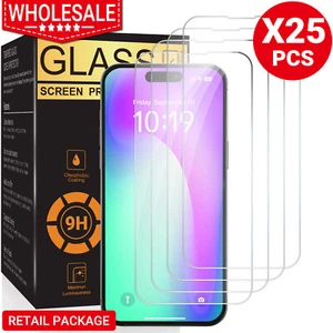 Wholesale LOT Tempered Glass Screen Protector For iPhone 17 16 15 14 13 Pro Max - Picture 1 of 20