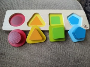 Hape First Shapes Toddler Wooden Learning Puzzle Made 4 Little Hands EUC - Picture 1 of 3