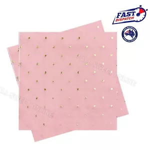 20pcs Paper Napkins Pink Dotty Napkins With Gold Foiled Party Supplies 3Ply - Picture 1 of 3