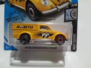 Hot Wheels 95/250 ‘49 Volkswagen Beetle Pickup Yellow Mooneyes Rod Squad 2/10 - Picture 1 of 2