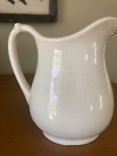 Antique 5" WHITE IRONSTONE Chunky PITCHER - Stained & Crazed - Harker