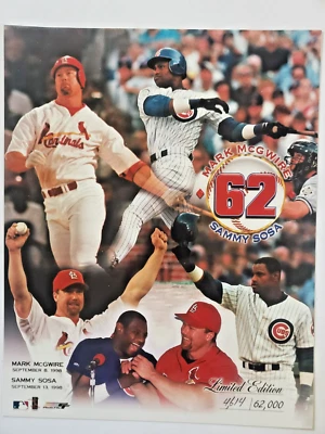 Mark McGwire Sammy Sosa 8x10 limitado a 62.000 béisbol 62 horas BB#50 Foto 1 de 4