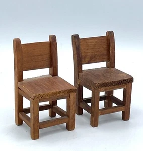 2 Scarce Wooden WPA MINIATURE CHAIRS Dollhouse MUSEUM EXTENSION PROJECT NEW DEAL - Picture 1 of 8