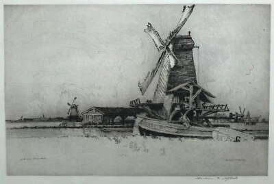 Andrew Fairbairn Affleck (1869-1935) Zaandam Zaw Mill - original signierte Radierung - Bild 1 von 4