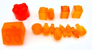 Lot Of 14X Trans Orange LEGO Pieces Sloped 2X2 Brick 1X1 Wheel Flames - Foto 1 di 3