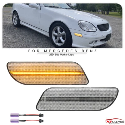 Lámpara marcadora lateral LED ámbar delantera para 97-04 Mercedes Benz Clase SLK R170 CLK W208 Foto 1 de 4