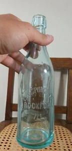 BEAUTIFUL AQUA P.A SPONGBERG ROCKFORD ILLINOIS BLOB TOP BOTTLE I.G CO MADE - Bild 1 von 10