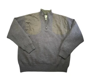 Beretta Jacket Mens XL Military Green Wool Knit Chest Patches 1/4 Zip Pullover - Picture 1 of 7