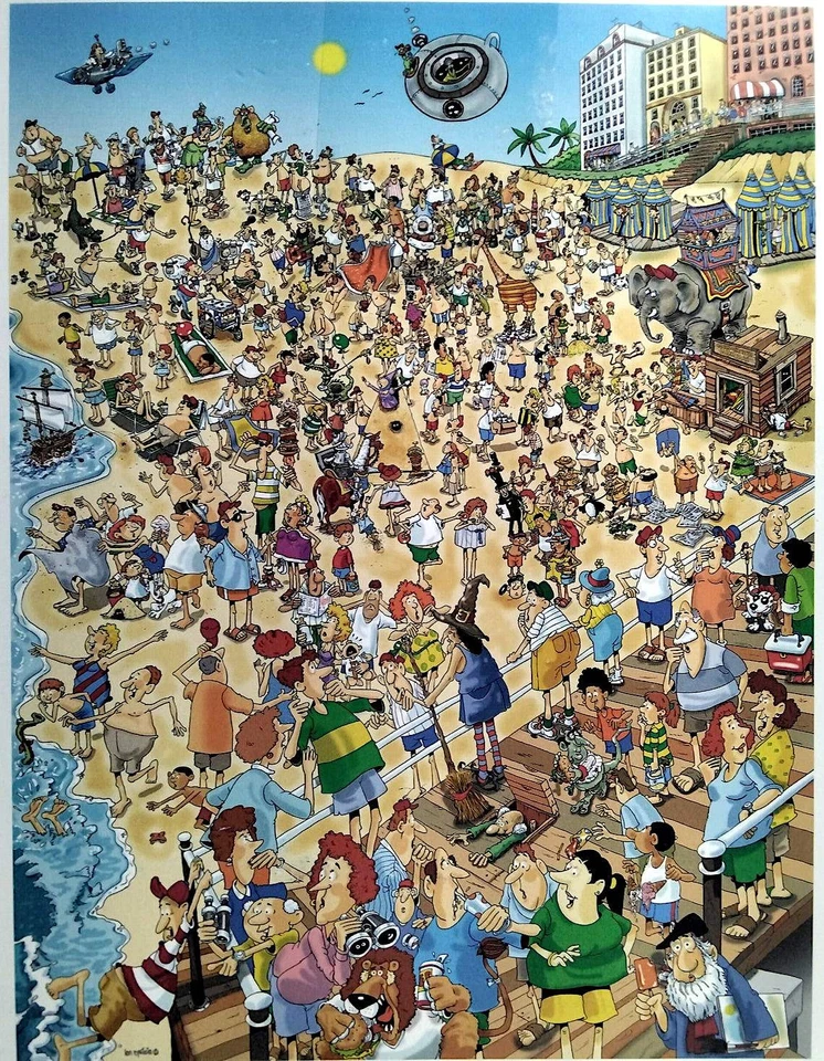 Day At The Beach Len Epstein 1000 pc 19.68" X 25.98" All Made In The UK Puzzle - Image 1 of 1
