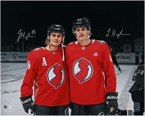 Jack Hughes and Luke Hughes New Jersey Devils Signed 16" x 20" Dual Photograph - Picture 1 of 1