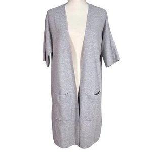 Eileen Fisher Long Cardigan Gray Size S/P Small Petite Organic Cotton Nylon Silk - Picture 1 of 10