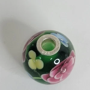 Große 20 mm Retired Trollbead Stil Murano Glas Sterling Silber 925 Perle Rose - Bild 1 von 9