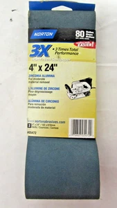 Paquete de 2 correas portátiles Norton 05472 4 pulgadas X 24 pulgadas 3X P80 grano 80 - Imagen 1 de 5