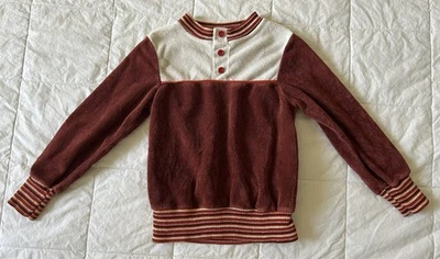 VTG 70/80’s Brown Hippy Terry Velour Pullover Long Sleeve Size Youth 5 JCPenny - Image 1 of 4