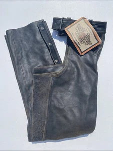 Harley Davidson Vintage BILLINGS Leather Motorcycle Chaps Men Brown Large NWT - Picture 1 of 9