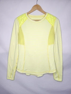 Lululemon Run Ice Queen Long Sleeve Women's Size 8 Medium Stripe Yellow Rulu - Image 1 of 4