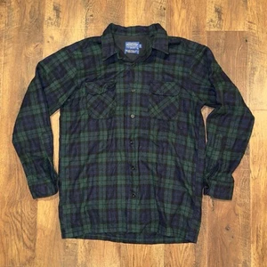 Pendleton Vintage Wool Board Shirt Flannel Plaid Loop Collar Flap Pocket L long - Picture 1 of 4