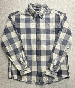 Eddie Bauer Shirt Mens Tall Extra Large Blue Gray Plaid Flannel Classic Fit Fall - Picture 1 of 12
