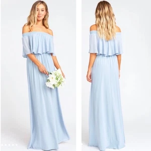 Show Me Your Mumu Hacienda Maxikleid Stahlblau Chiffon Damen Gr.XS Neu mit Etikett - Bild 1 von 8