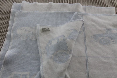 Vintage Cover Me Boys Blue White Baby Blanket by Under Cover USA - Image 1 of 4
