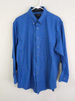 Paul Fredrick Dress Shirt Men's 16.5 Blue Button Up Long Sleeve Checkered - Image 1 of 4
