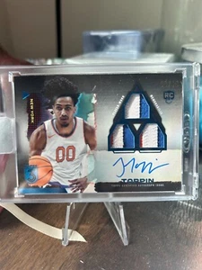 Jacob Toppin 2024 Topps 3 Rookie 3 Color Patch Auto /15 Game Used Mem Horizontal - Picture 1 of 2
