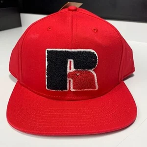 Russell Athletics Youth Red Ball Cap Fuzzy Embroidered Black ’R’ Hat SnapBack - Picture 1 of 7