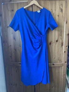 Rrp $247 : ARMANI COLLEZIONE : Designer Royal Blue Ruched Dress : U.K. 14-16 - Picture 1 of 10