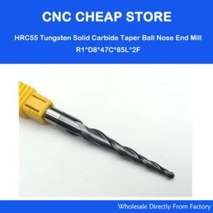 1 Stück Vollhartmetall konisch 2F Kugelnase CNC Schaftfräser Metall HRC55 R1,0*47*D8*L85mm - Bild 1 von 1