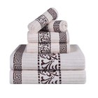 Superior Athens Cotton 6-Piece Decorative Quick Dry Towel Set Ivory/ Chocolate