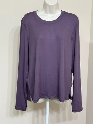 Camiseta cómoda Danskin para mujer púrpura acanalada manga larga elástica ropa deportiva s L Foto 1 de 4