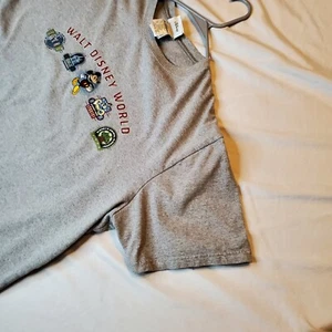 WALT DISNEY WORLD T-Shirt 4 PARKS Gray  23.5x26.5 STAINED ON SHOULDER Womens XL - Picture 1 of 17
