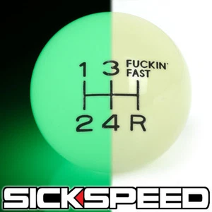 GLOW GREEN/BLACK FING FAST SHIFT KNOB 5 SPEED SHORT THROW SHIFTER 12X1.75 S05 - Picture 1 of 1