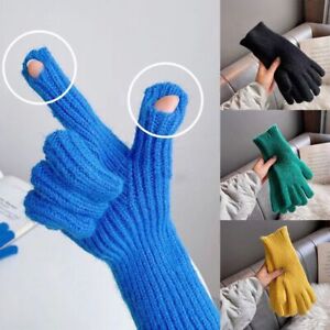 Touch Screen Gloves Riding Split Finger Gloves Knitted Woolen Gloves Thick Warm
