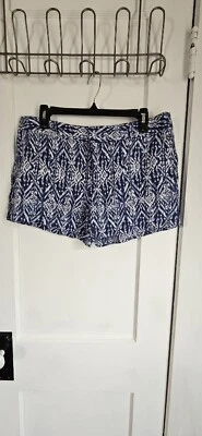 CYNTHIAROWLEY 100% Lino Azul Blanco Pantalones Cortos 4 Bolsillos Mujer Talla 8 Foto 1 de 4