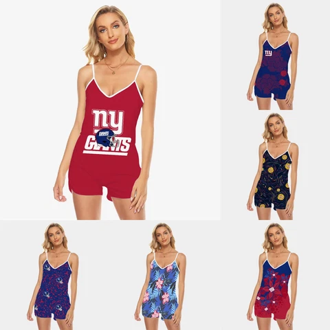 New York Giants Womens Beach Jumpsuit V-Neck Tank Tops Rompers Swimsuit Gift Cover