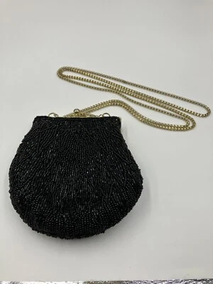 Bandolera de hombro La Regale negra con cuentas vintage años 60 Foto 1 de 4