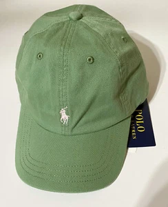 NWT Polo Ralph Lauren Boys Girls Kids Green Baseball Hat Cotton Chino Ball Cap - Picture 1 of 3
